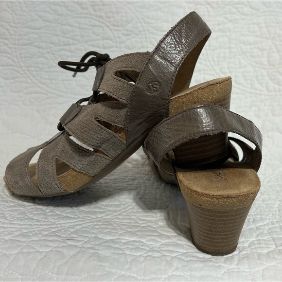 Joseph Seibel Womens Ruth 29 Taupe Leather Tie Heel Sandals, Size 39 - Picture 7 of 10